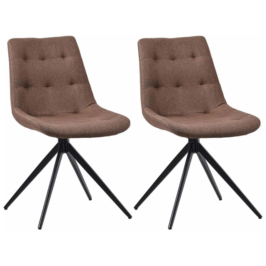 Set van 2 Vergaderstoelen KEATON, Retro Design, Draaibaar met Zwarte Poten, Taupe Bruine Stof