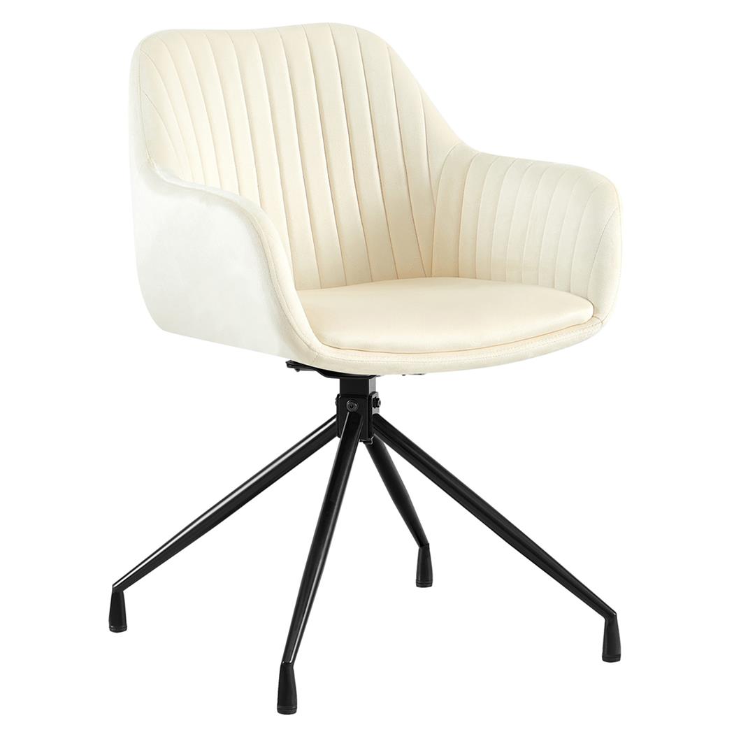 Vergaderstoel TANNER Retro Design, Draaibaar met Zwarte Poten, Beige Fluwelen Stof
