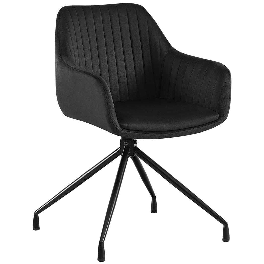 Vergaderstoel TANNER Retro Design, Draaibaar met Zwarte Poten, Zwarte Fluwelen Stof