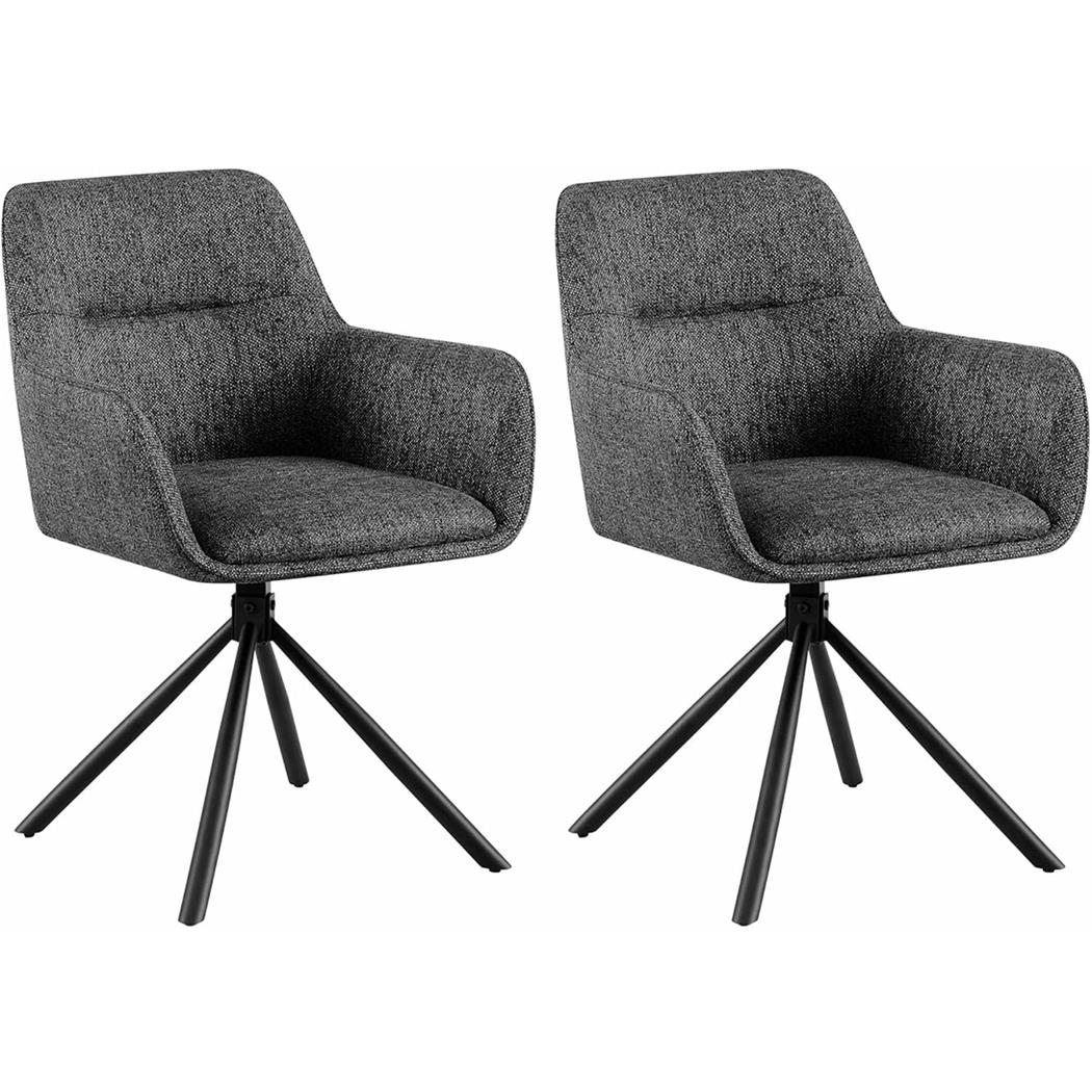 Set van 2 vergaderstoelen COREY, Retro Design, Draaibaar met Zwarte Poten, Donkergrijze Stof