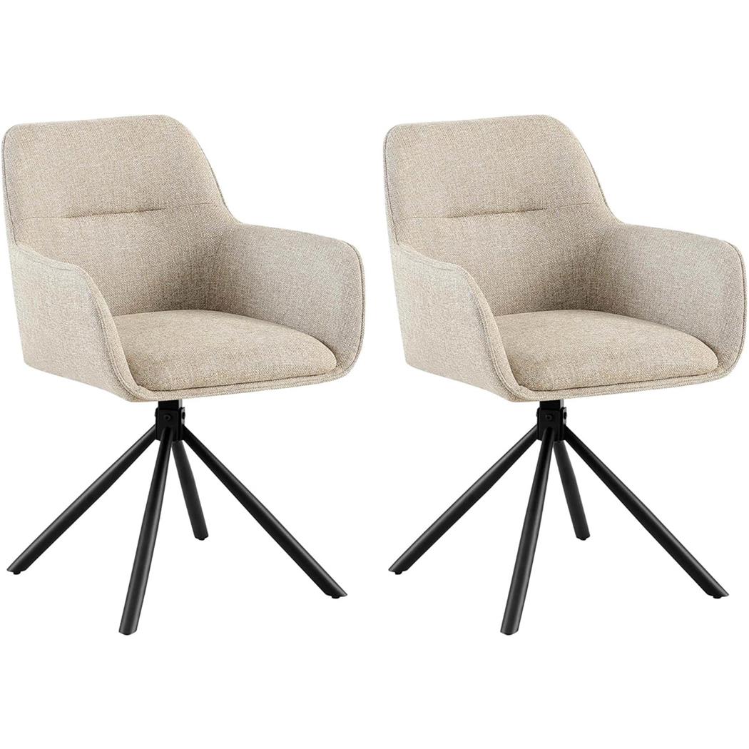 Set van 2 vergaderstoelen COREY, Retro Design, Draaibaar met Zwarte Poten, Taupe Stof