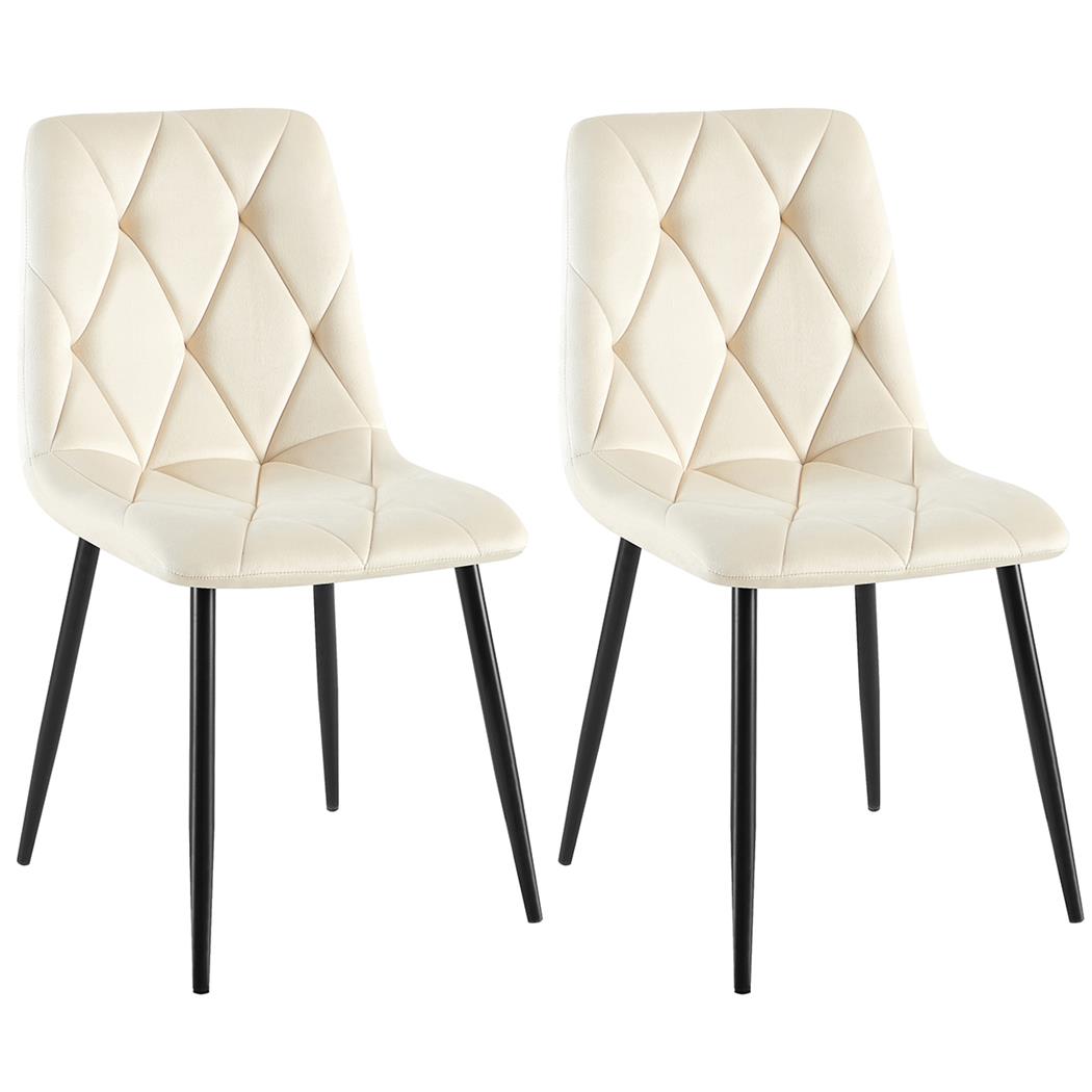 Set van 2 eetkamerstoelen SYAN FLUWEEL, met Mooi Stikselontwerp, Zwarte Poten, Donkergrijs