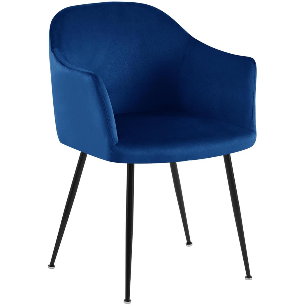 Vergaderstoel VIVIAN, Comfortabel en Stabiel met Metalen Poten, Bekleed met Blauw Fluweel
