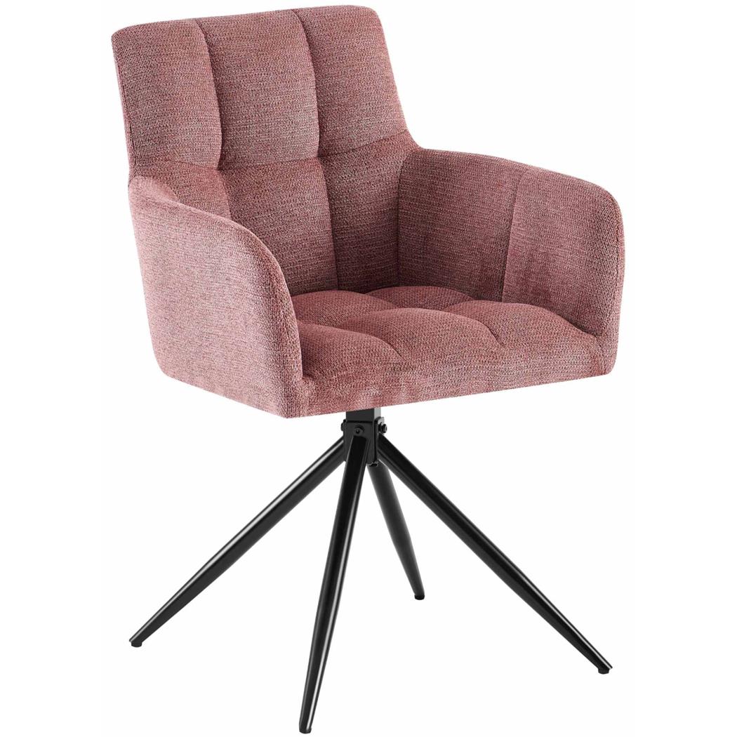 Vergaderstoel KEMP, Retro Design, Draaibaar met Zwarte Poten, Roze Stof