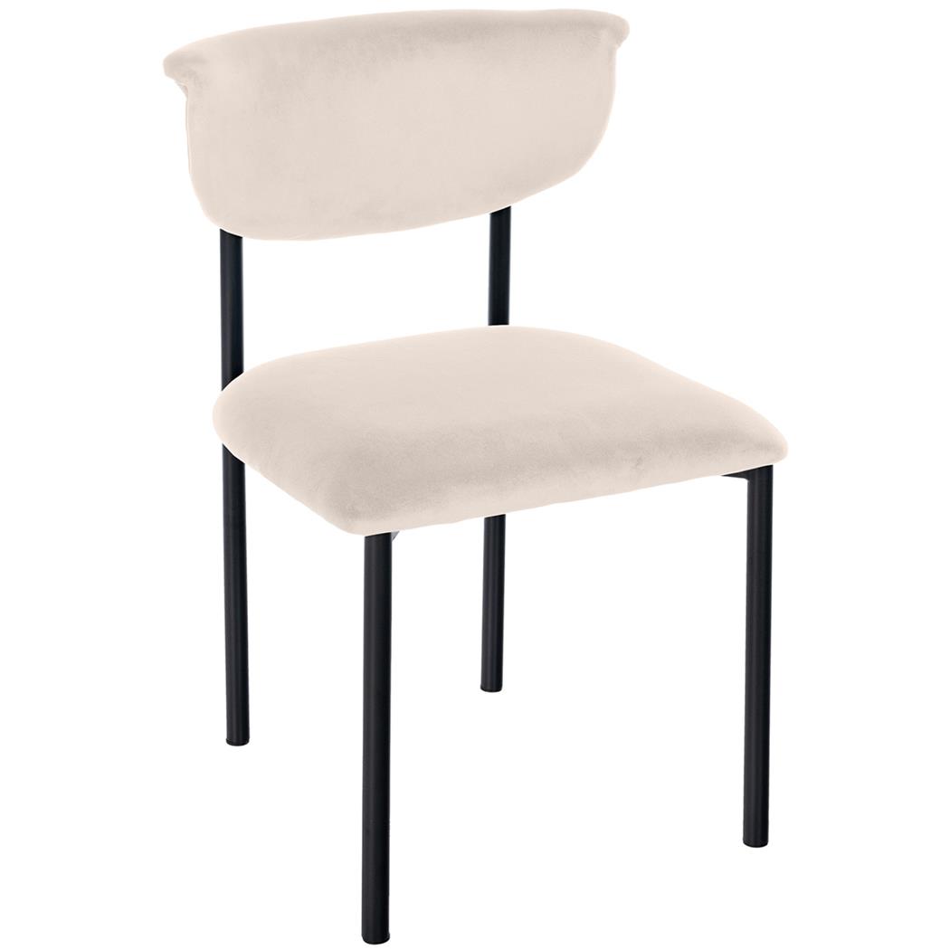 Bezoekersstoel TUCKER FLUWEEL, Elegant en Comfortabel, Zwarte Poten, Beige