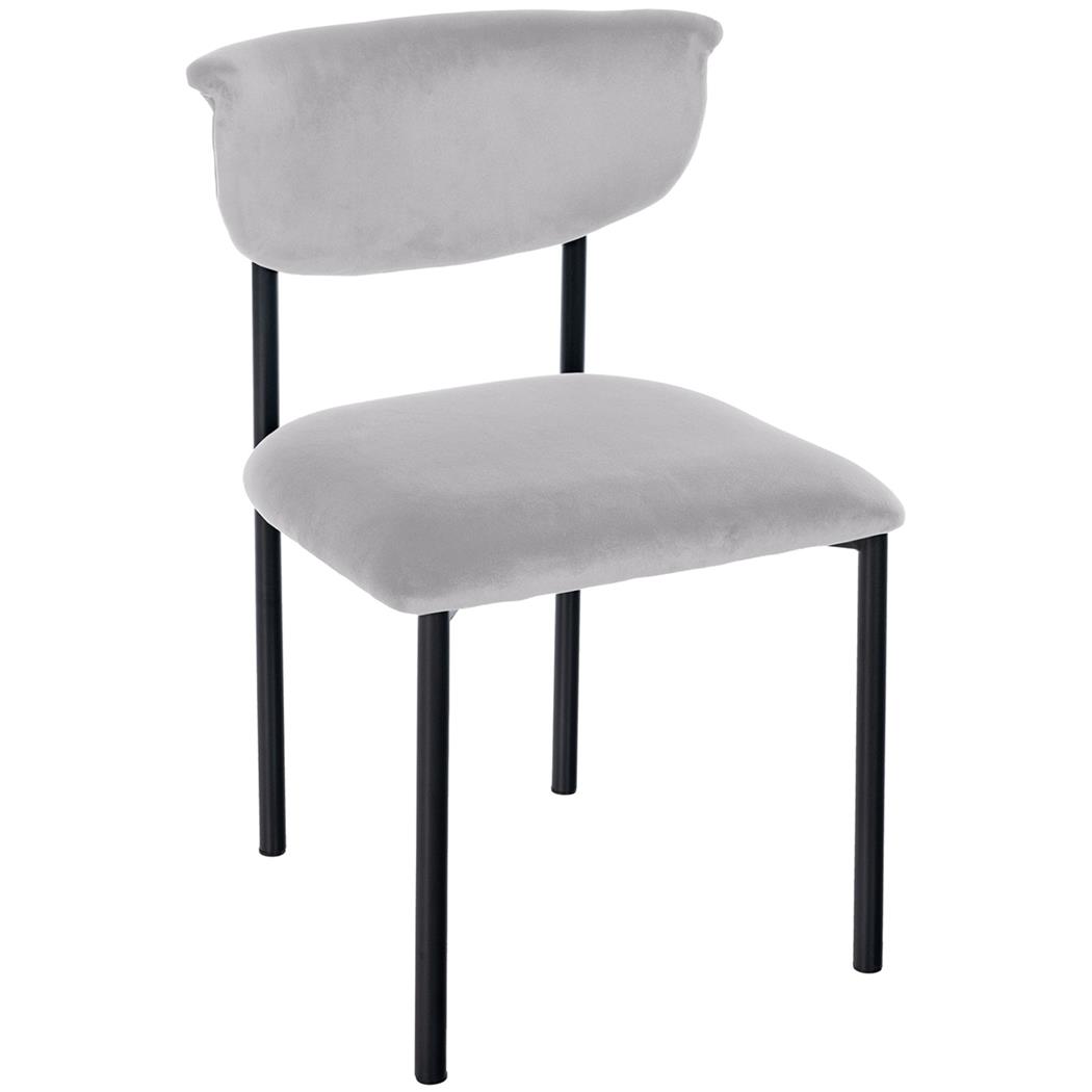 Bezoekersstoel TUCKER FLUWEEL, Elegant en Comfortabel, Zwarte Poten, Lichtgrijs