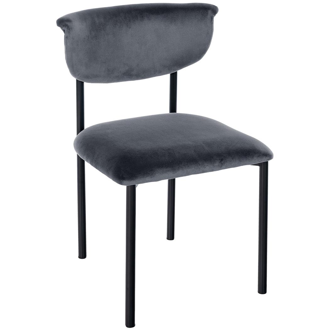 Bezoekersstoel TUCKER FLUWEEL, Elegant en Comfortabel, Zwarte Poten, Donkergrijs