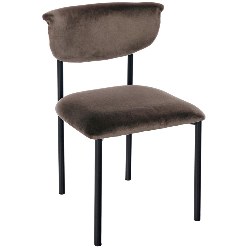 Bezoekersstoel TUCKER FLUWEEL, Elegant en Comfortabel, Zwarte Poten, Bruin