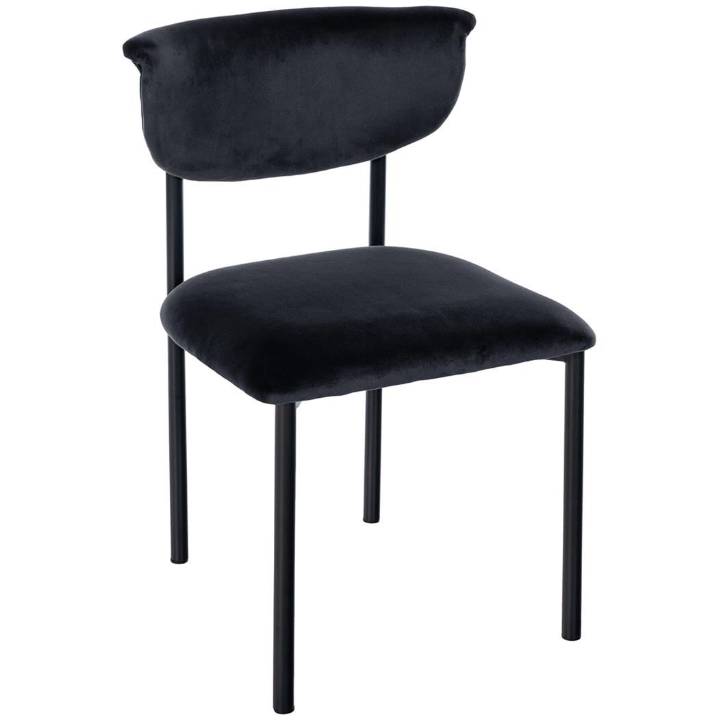 Bezoekersstoel TUCKER FLUWEEL, Elegant en Comfortabel, Zwarte Poten, Zwart