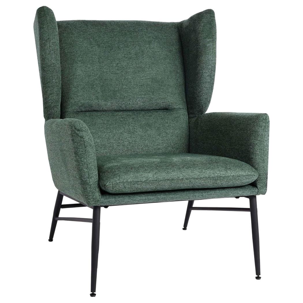 Fauteuil CROFT, Exclusief Comfortabel Ontwerp, Hoge Rugleuning Bekleed met Groene Stof