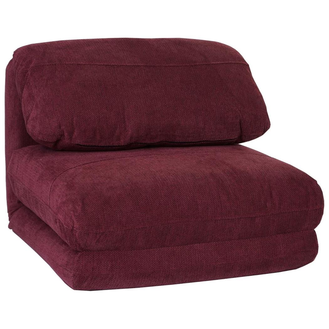 1-zits slaapfauteuil NANTES, Slaapfunctie 75 x 217 cm, Openklapbaar, Groot Comfort, in Bordeaux Stof