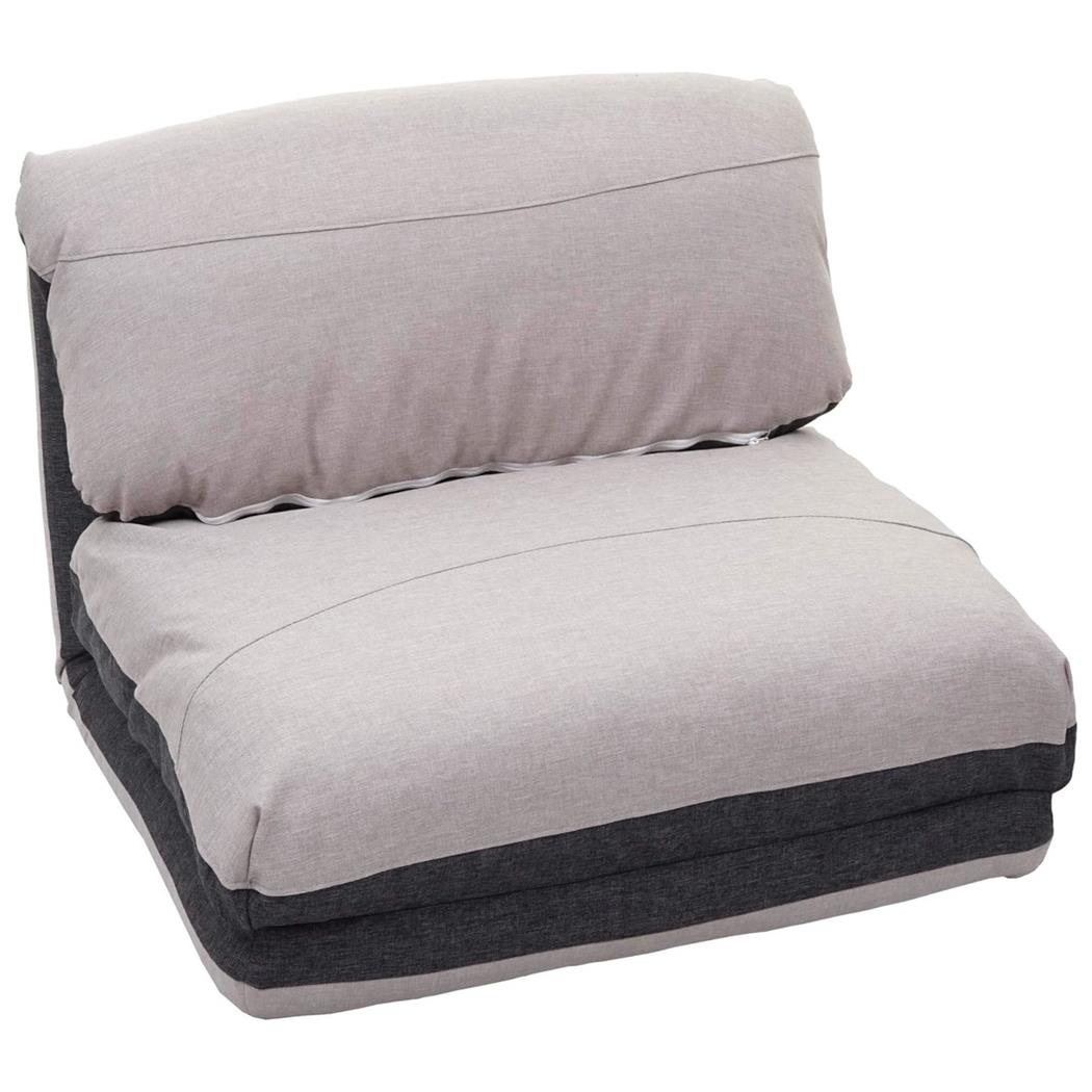 1-zits slaapfauteuil NANTES, Slaapfunctie 75 x 217 cm, Openklapbaar, Groot Comfort, in Donkergrijze/Lichtgrijze Stof