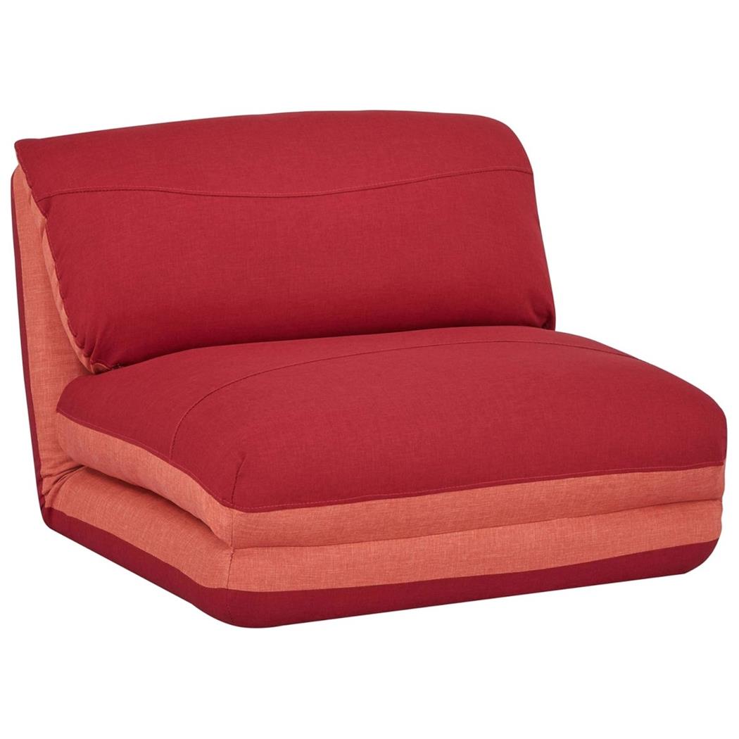 1-zits slaapfauteuil NANTES, Slaapfunctie 75 x 217 cm, Openklapbaar, Groot Comfort, in Oranje/Rode Stof