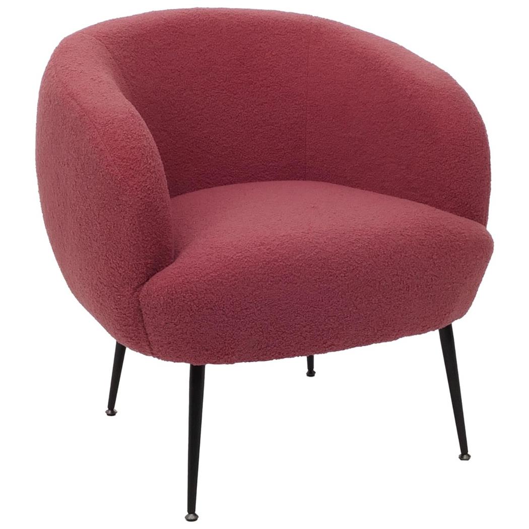 Lounge-stoel HARMONY, Exclusief Comfortabel Ontwerp, Metalen Frame, Bekleed met Rode Stof