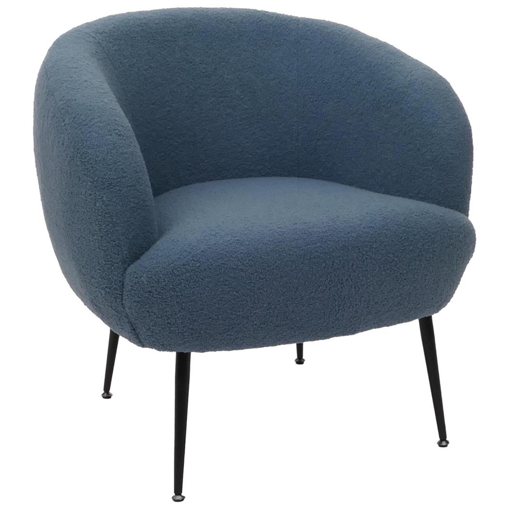Lounge-stoel HARMONY, Exclusief Comfortabel Ontwerp, Metalen Frame, Bekleed met Blauwe Stof