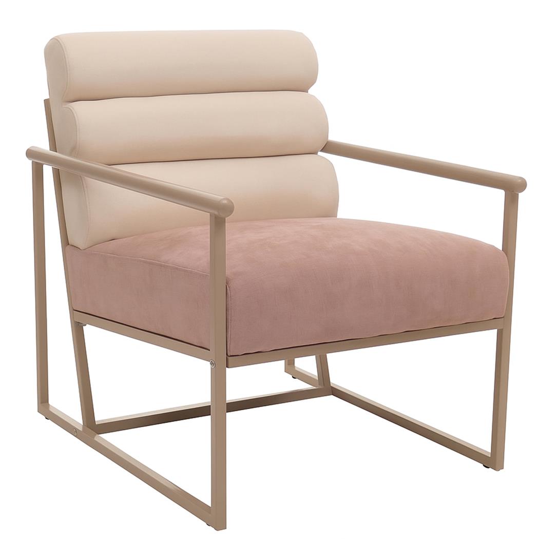 Vergaderstoel MILLS, Avant-garde Ontwerp, Metalen Design Frame, Beige/Roos Fluweel