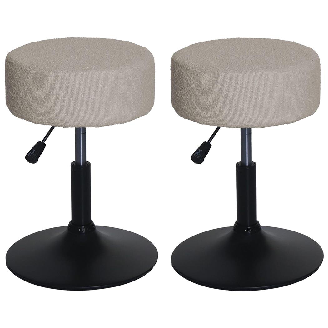 Set van 2 Draaikrukken BLOOM, Draaibaar met Zwarte Ronde Voet, Stof, Beige