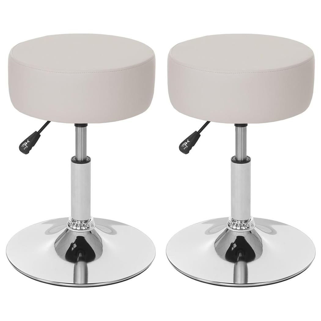 Set van 2 Draaikrukken DANKO, Draaibaar met Ronde Chrome Voet, Creme Leder