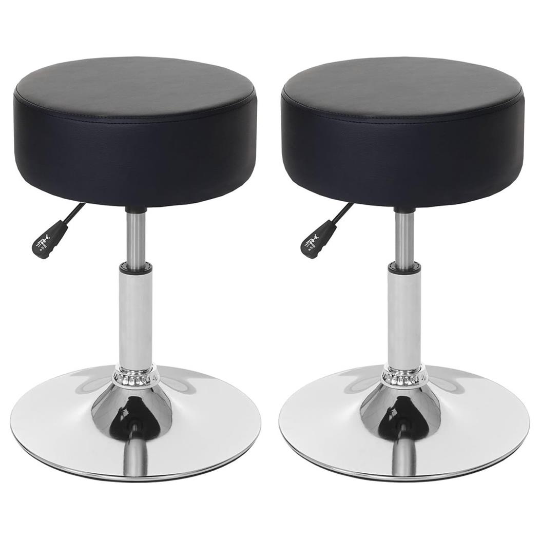 Set van 2 Draaikrukken DANKO, Draaibaar met Ronde Chrome Voet, Zwart Leder