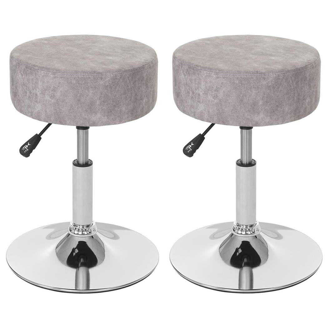 Set van 2 Draaikrukken DANKO, Draaibaar met Ronde Chrome Voet, Grijs Vintage Leder