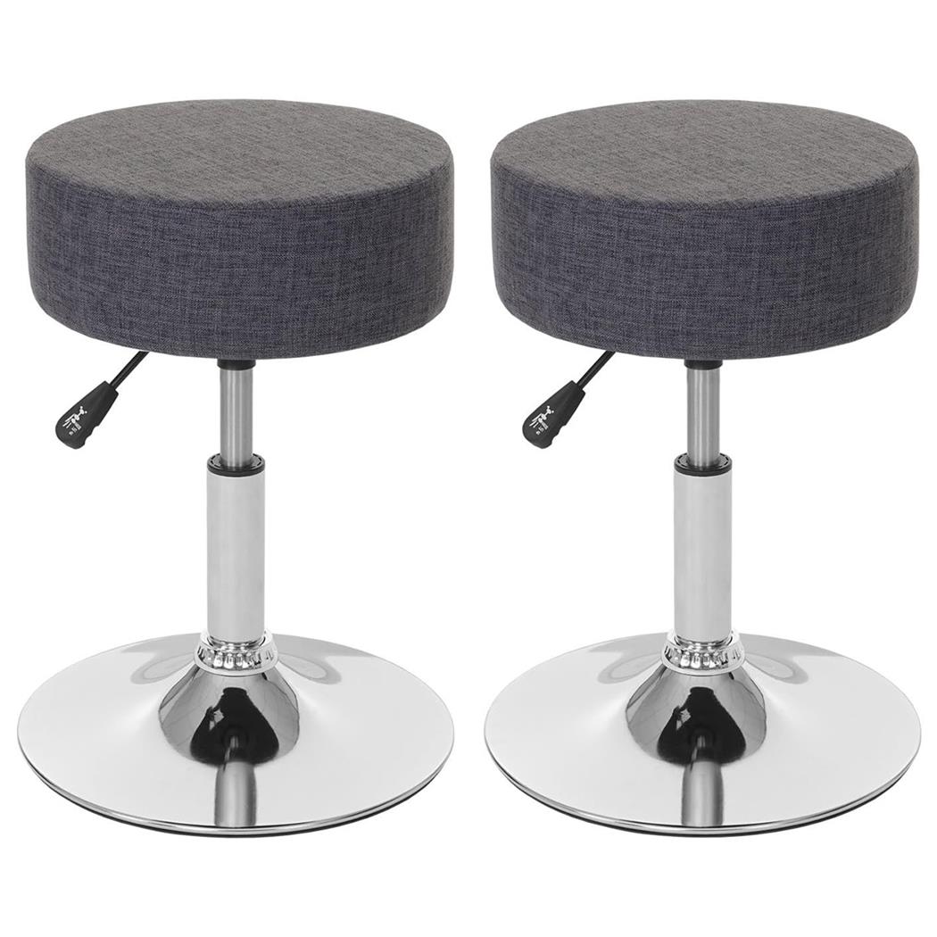 Set van 2 Draaikrukken DANKO, Draaibaar met Ronde Chrome Voet, Grijze Stof