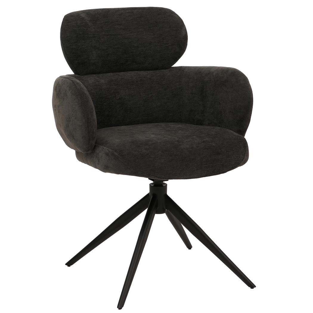 Vergaderstoel LINDEN, Retro Design, Draaibaar met Zwarte Poten, Antraciet Grijze Stof