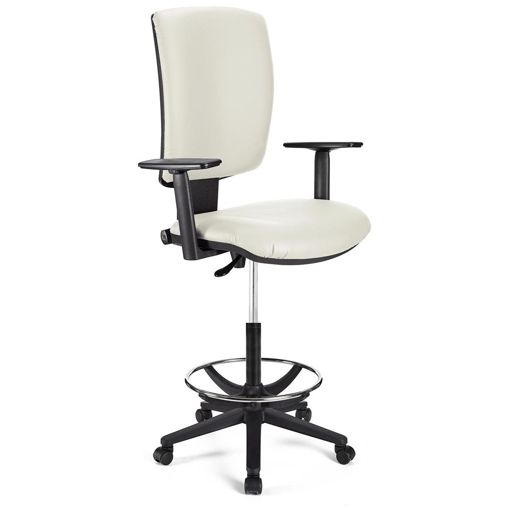 DEMO# Bureaukruk ATLAS PLUS, Verstelbare rugleuning, Dikke Vulling, in Wit Leder