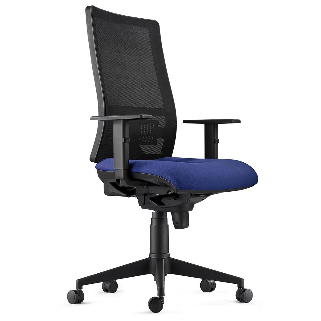 DEMO# Ergonomische Bureaustoel EMMERSON, Verstelbare Armleuningen en Lendensteun, Donkerblauw