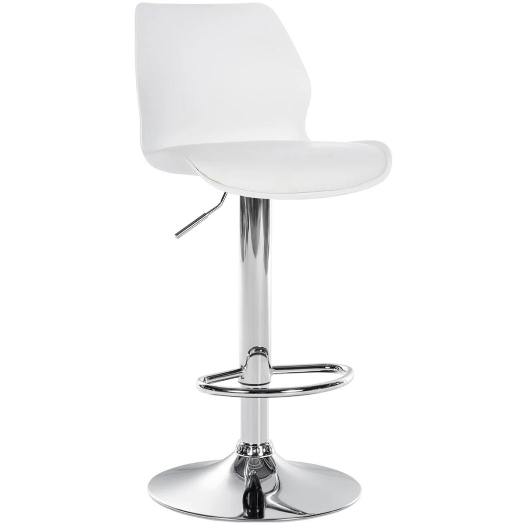 Barkruk DALIAN, Uniek Ontwerp, met Voetsteun, Leder, Kleur Wit