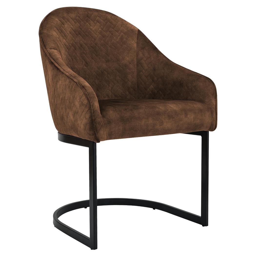 Bezoekersstoel TIKA, Comfortable Zitting, Roestvrijstalen Zwart Frame, Bruine Fluwelen Stof