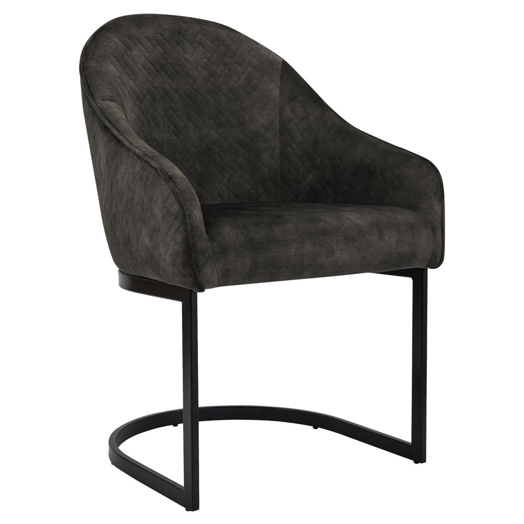 Bezoekersstoel TIKA, Comfortable Zitting, Roestvrijstalen Zwart Frame, Donkerbruine Fluwelen Stof