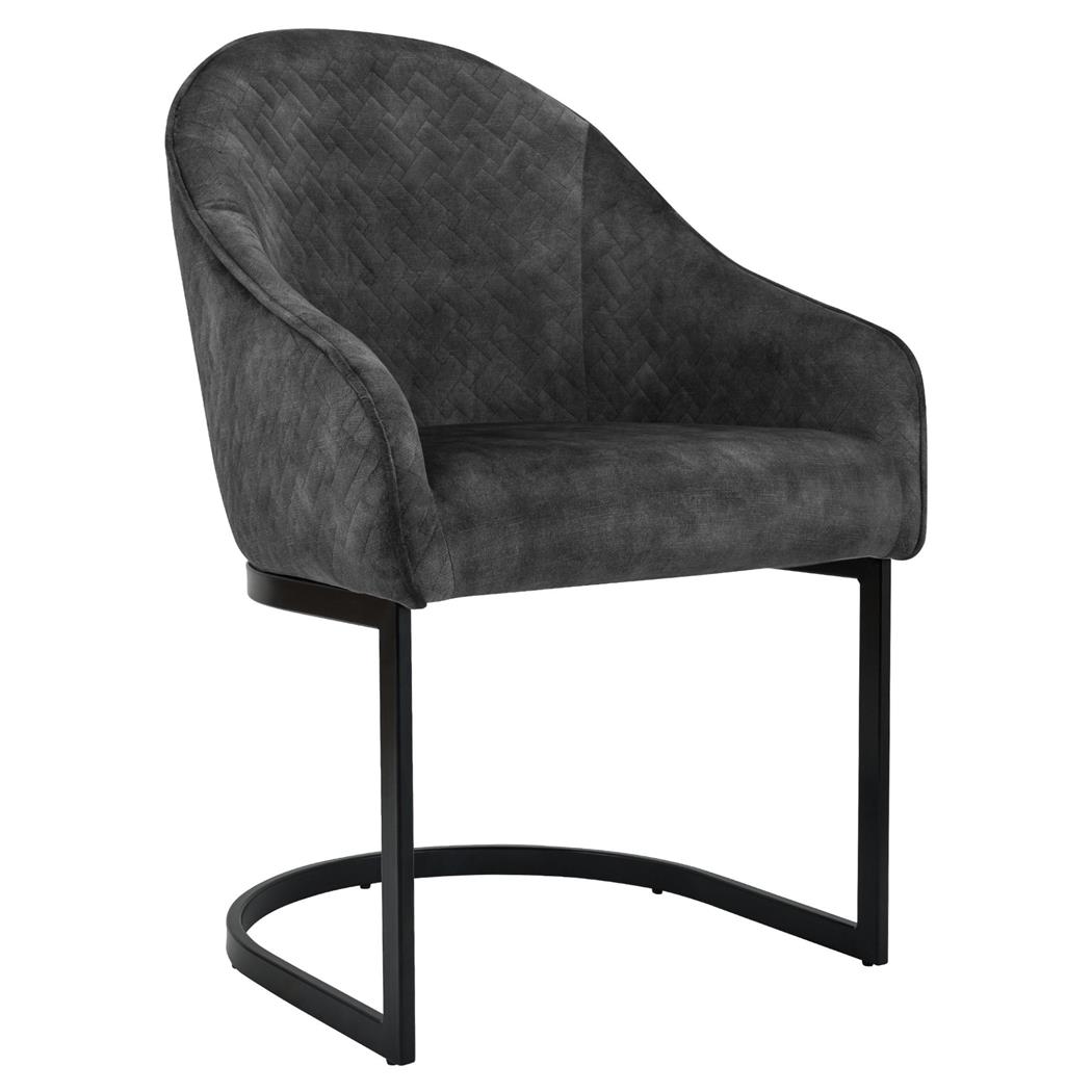 Bezoekersstoel TIKA, Comfortable Zitting, Roestvrijstalen Zwart Frame, Donkergrijze Fluwelen Stof