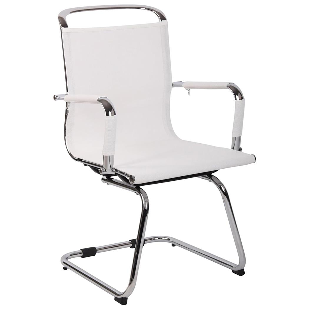 Vergaderstoel GOUDA V, Verchroomd Metalen Frame, Elegant Ontwerp, Witte Mesh Bekleding