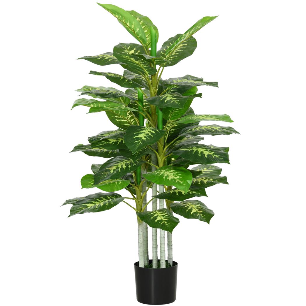 Kantoorplant PALI, Aglaonema, 120 cm Hoog, met Zwarte Pot, Groen
