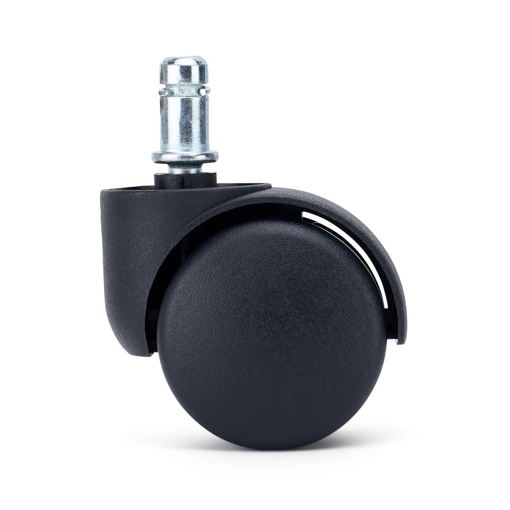 Set van 5 Wielen ROLL, 11x50mm, Zelfremmend, voor Zachte Vloeren, Zwart