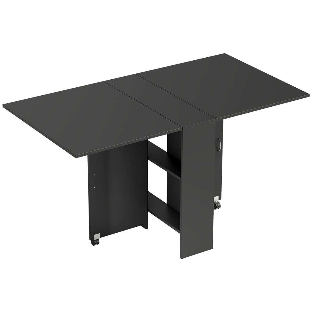 Vergadertafel MORONI  met Wielen en Opbergplanken, geschikt Voor maximaal 6 personen, Zwart
