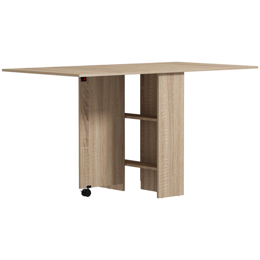 Vergadertafel MORONI  met Wielen en Opbergplanken, geschikt Voor maximaal 6 personen,Eiken