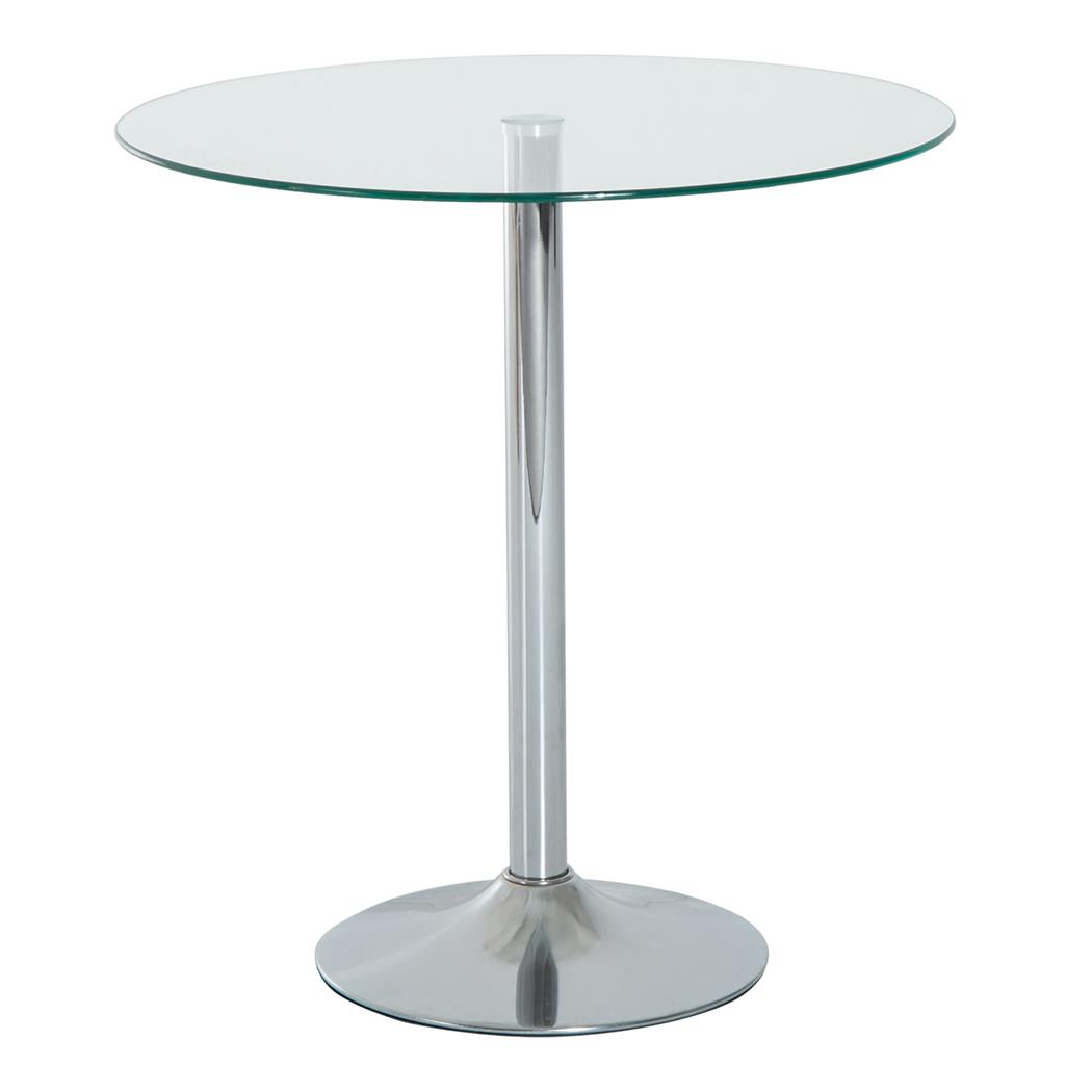 Vergadertafel OBA, afmetingen Ø70x74,5 cm, Gehard glas en Metalen frame, Chroomgrijs