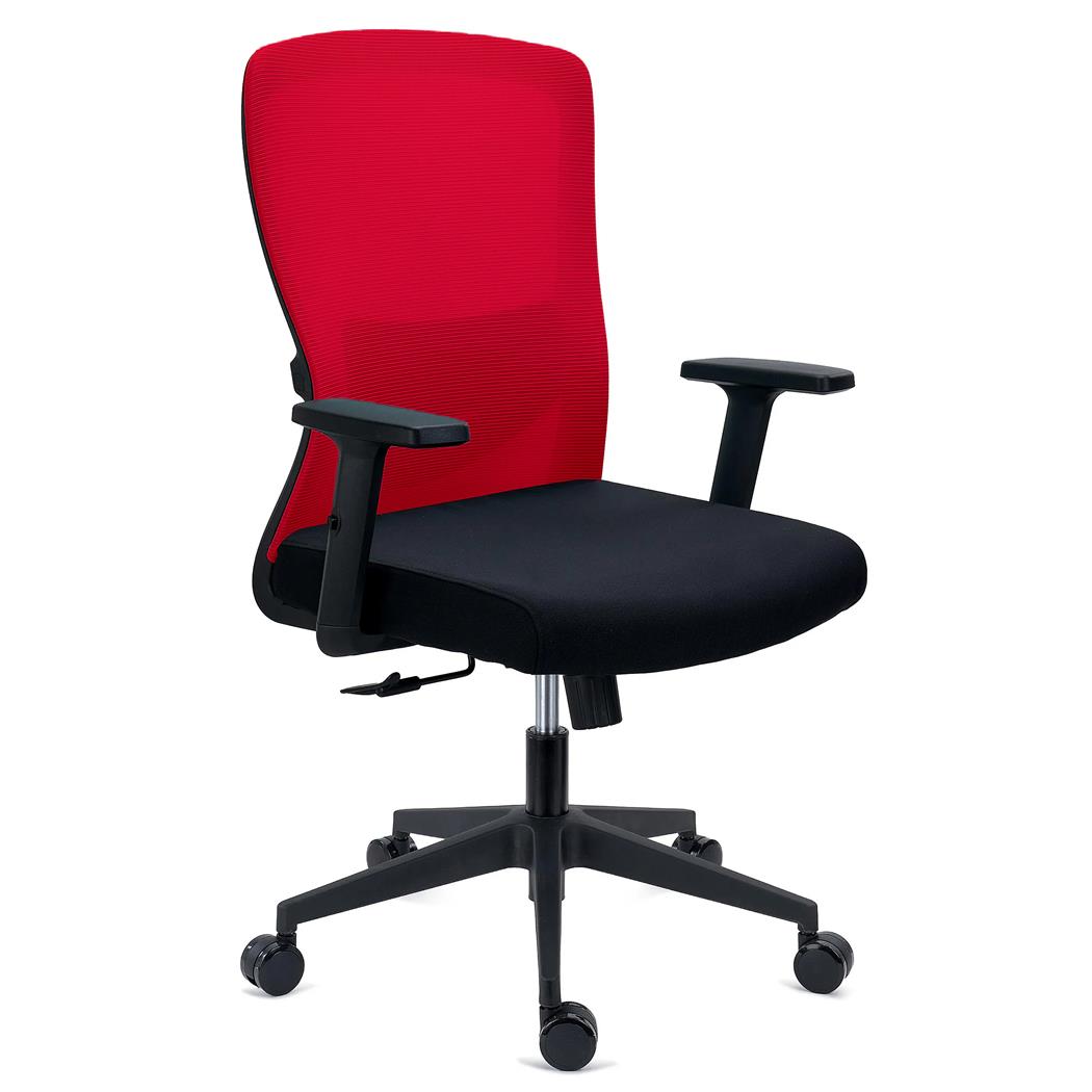 Ergonomische Bureaustoel NOTE, Gebruik 8h, Gewatteerde Lendensteun, Metalen Structuur, Rood