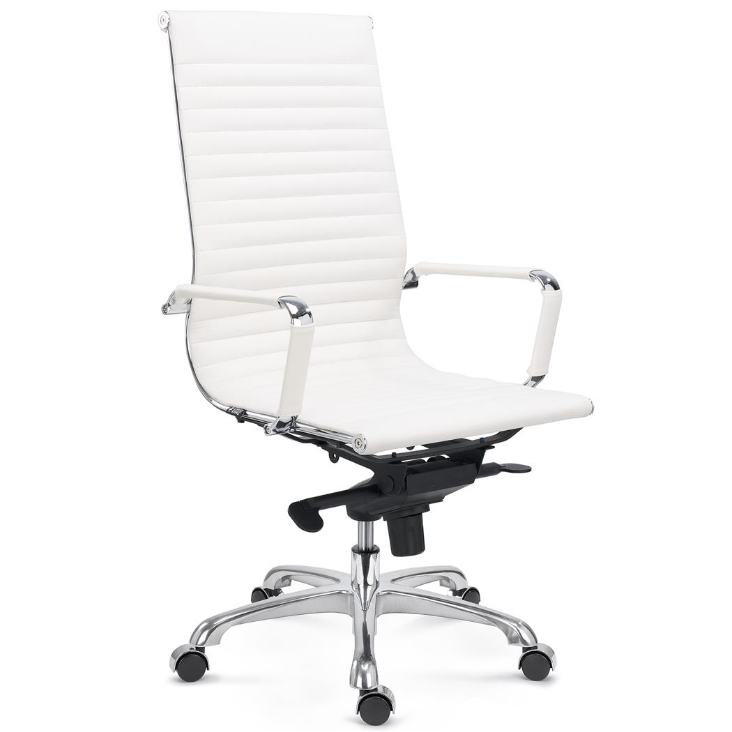 Bureaustoel DORIS, Verchroomd Metalen Frame, Elegante Afwerking, Wit, Lederen Bekleding
