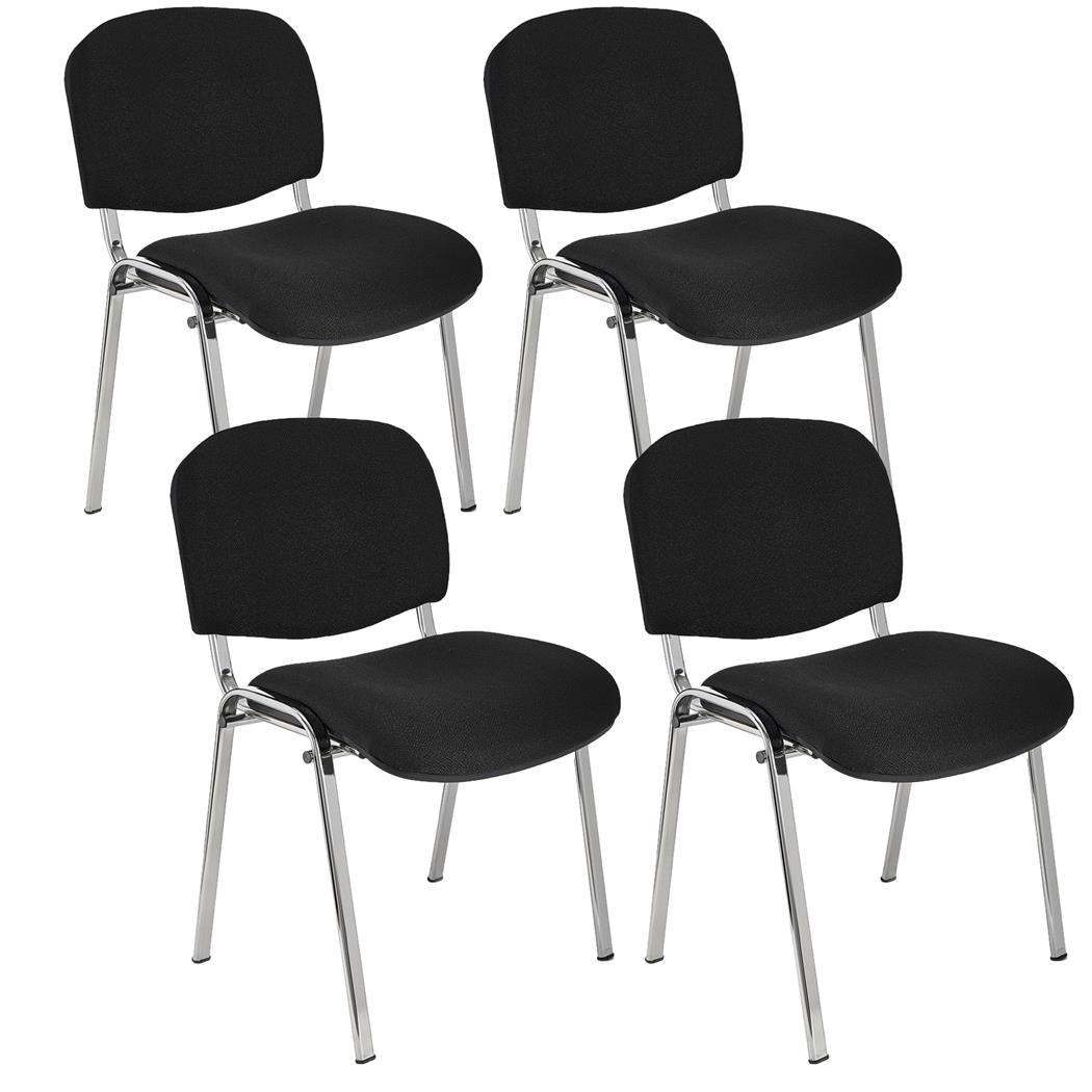 Vergaderstoel MOBY BASE, Comfortabel en Praktisch, Scherp Geprijsd, Kleur Zwart en Verchroomde Poten Set Van 4