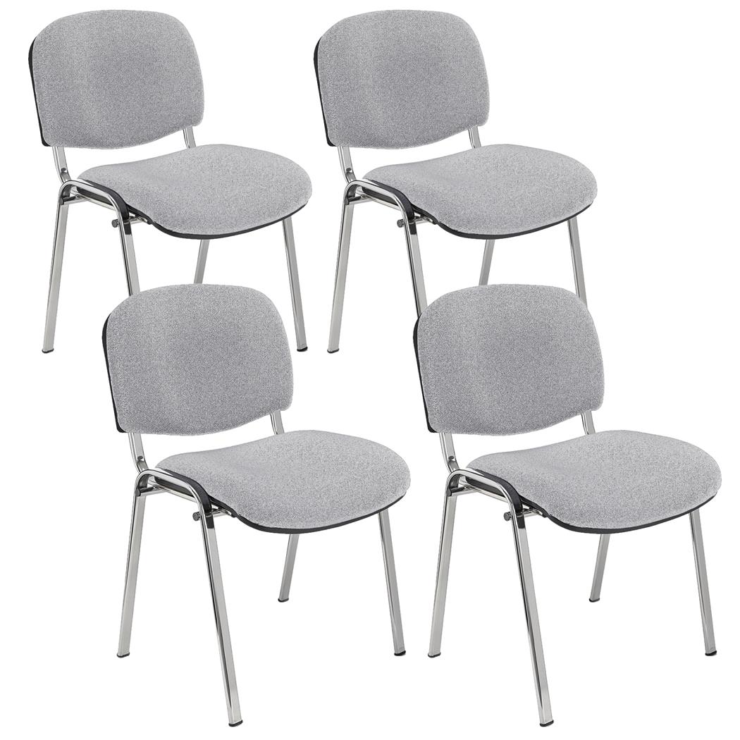 Vergaderstoel MOBY BASE, Comfortabel en Praktisch, Scherp Geprijsd, Kleur Grijs en Verchroomde Poten Set Van 4