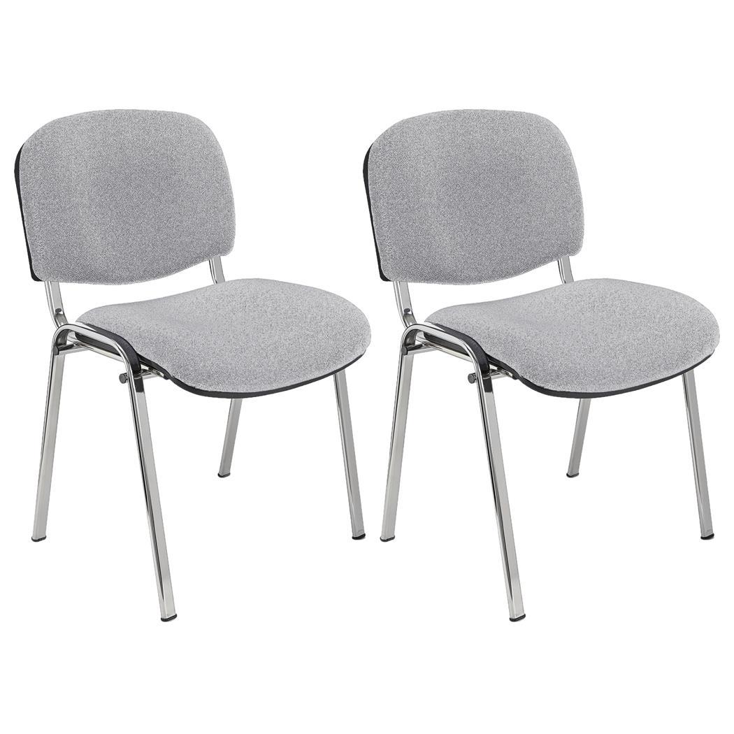 Vergaderstoel MOBY BASE, Comfortabel en Praktisch, Scherp Geprijsd, Kleur Grijs en Verchroomde Poten Set Van 2