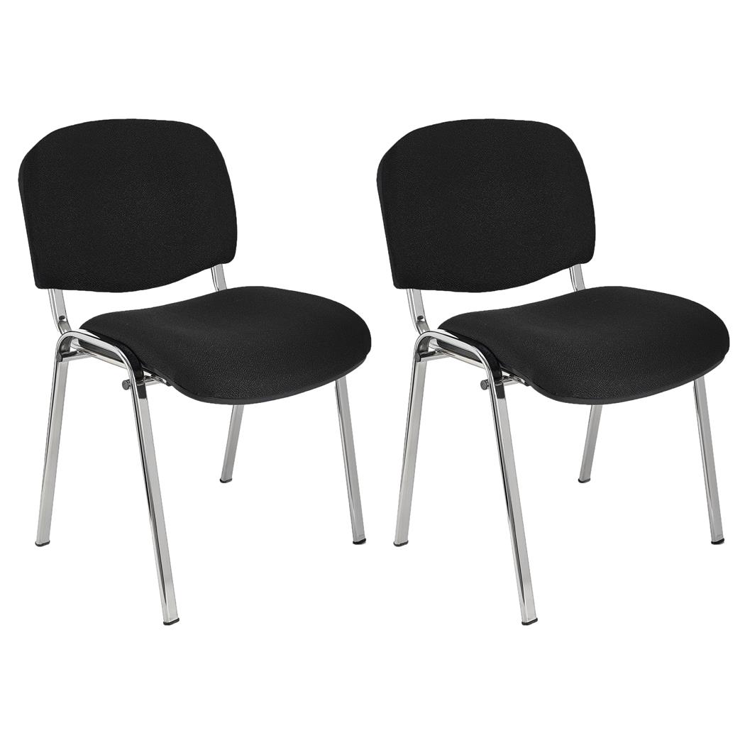 Vergaderstoel MOBY BASE, Comfortabel en Praktisch, Scherp Geprijsd, Kleur Zwart en Verchroomde Poten Set Van 2