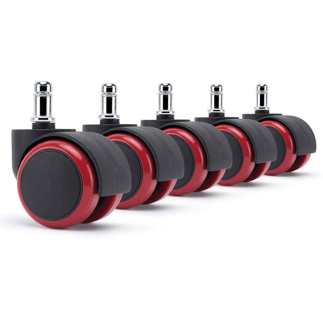 5x H5 11mm Zwenkwielen, 11mm x 60 mm,  Voor Harde Vloeren, Duurzaam En Stabiel, Rood