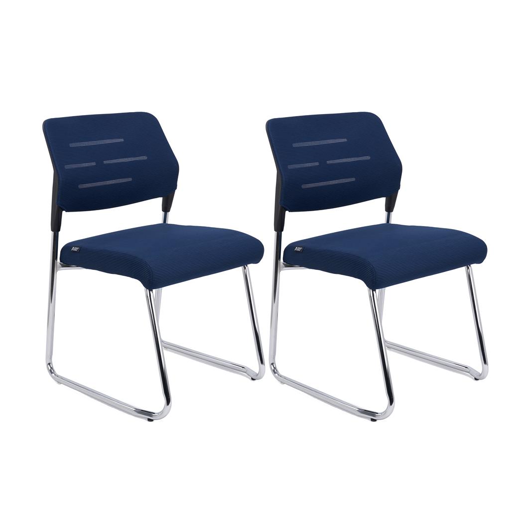 Set van 2 FOSTER Bezoekersstoelen, Stevig en Comfortabel, Ademend Gaas, Blauw