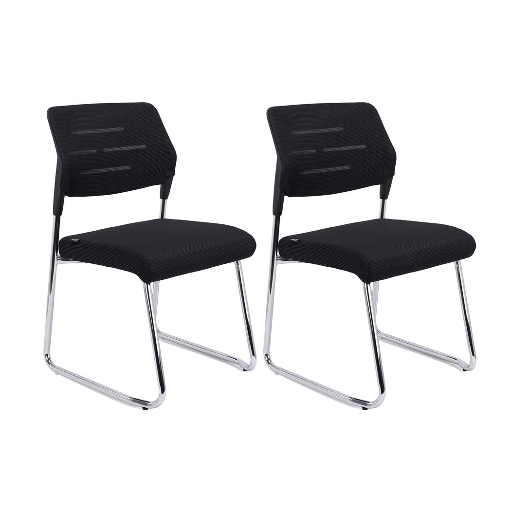Set van 2 FOSTER Bezoekersstoelen, Stevig en Comfortabel, Ademend Gaas, Zwart