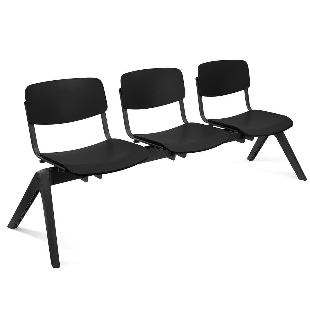 Driepersoonsbank MILKY, Robuuste Constructie, Zeer Comfortabel, Zwart