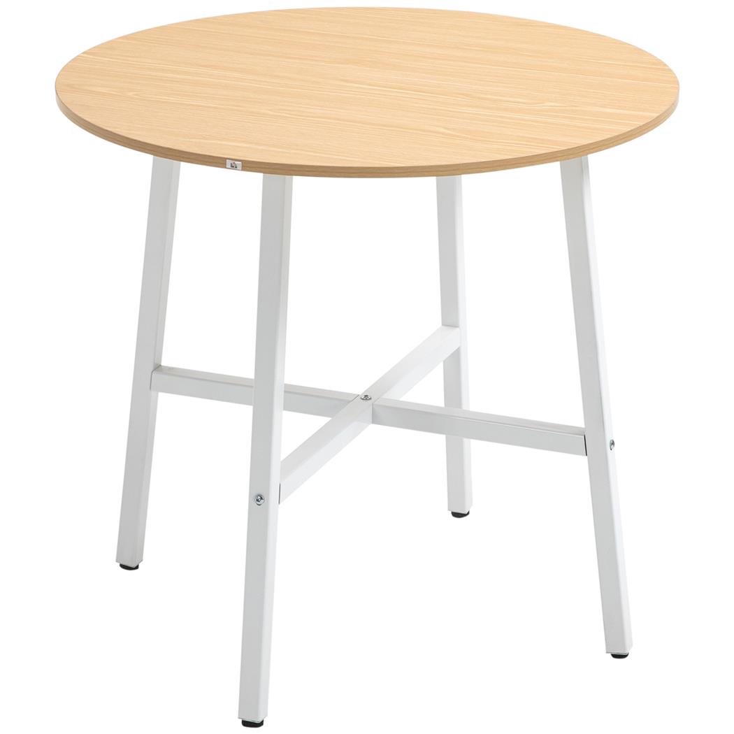 ROGA Vergadertafel, Elegante Stijl, Witte Poten en Eikenhouten Blad