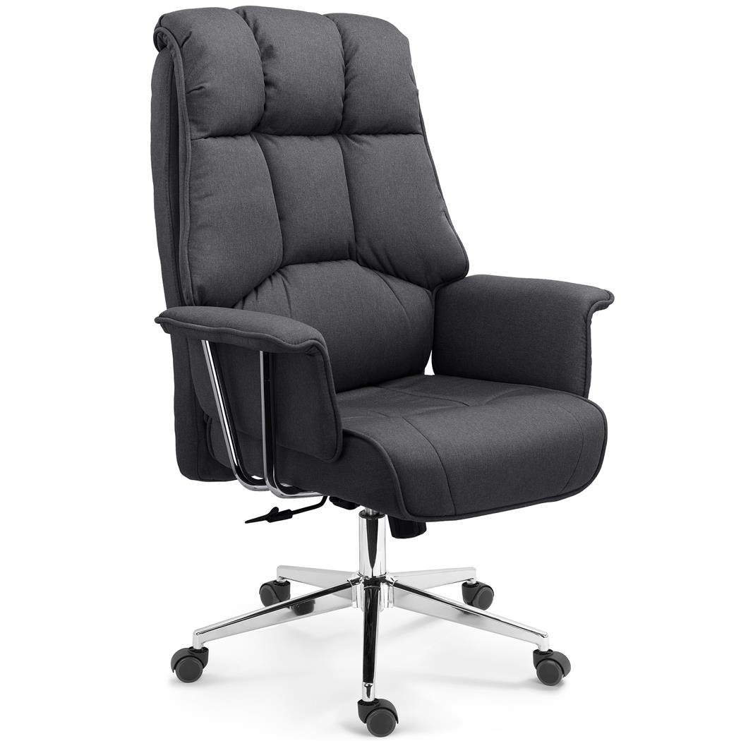 Directiefauteuil PRESIDENT, Exclusief ontwerp, Elegant en Verfijnd, Stof, Grijs